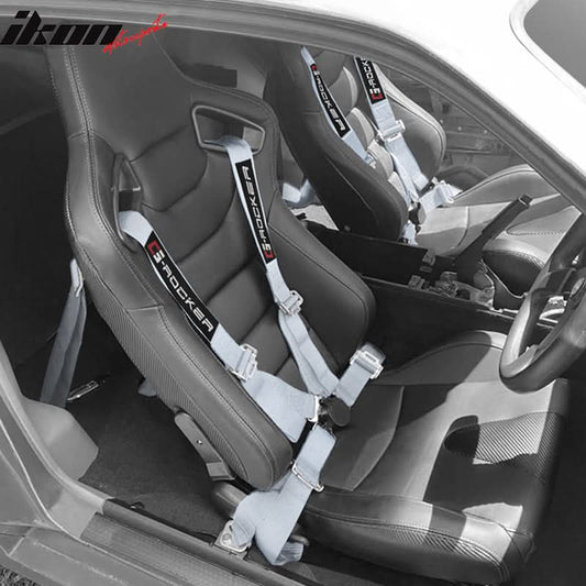 Universal 4 Point Cam-Lock Gray Racing Harness Seat Belt Nylon