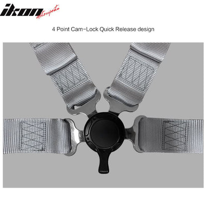 Universal 4 Point Cam-Lock Gray Racing Harness Seat Belt Nylon