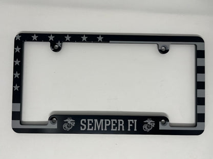 Semper Fi American Flag Billet Aluminum License Plate Frame