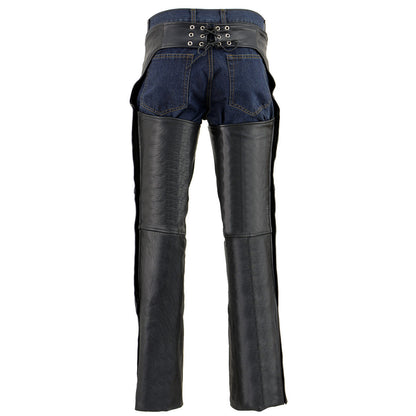 Milwaukee Leather Chaps for Men's Black Premium Leather Fully Lined - Coin Pocket Motorcycle Riders Chap - SH1115