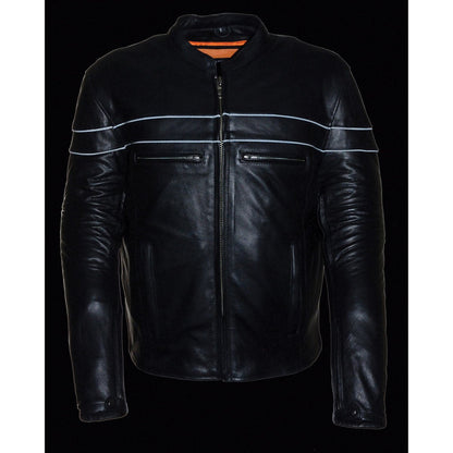 Milwaukee Leather SH1408 Men's Sporty Crossover Vented Black Motorcycle Leather Scooter Jacket