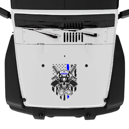 Skull Police with Flag Hood Graphic