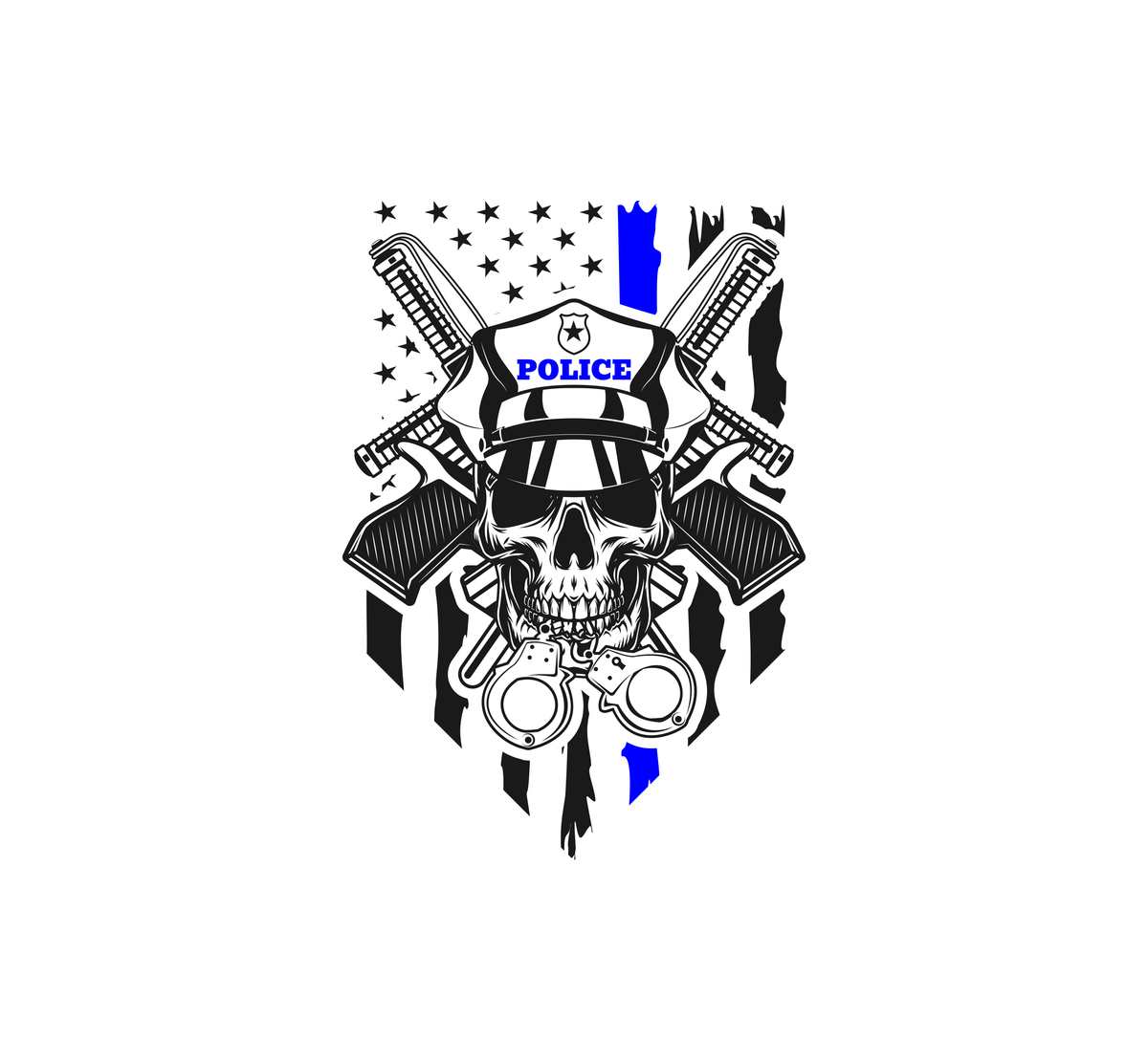 Skull Police with Flag Hood Graphic