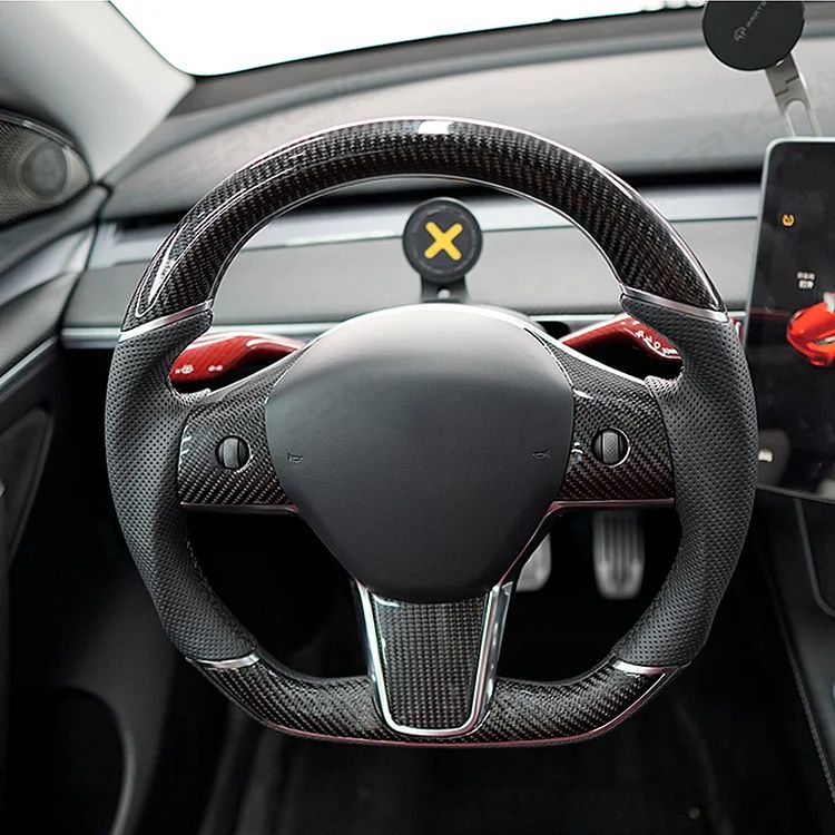 Sport Grip Carbon Fiber Steering Wheel for Tesla Model 3 / Y【Style 40】