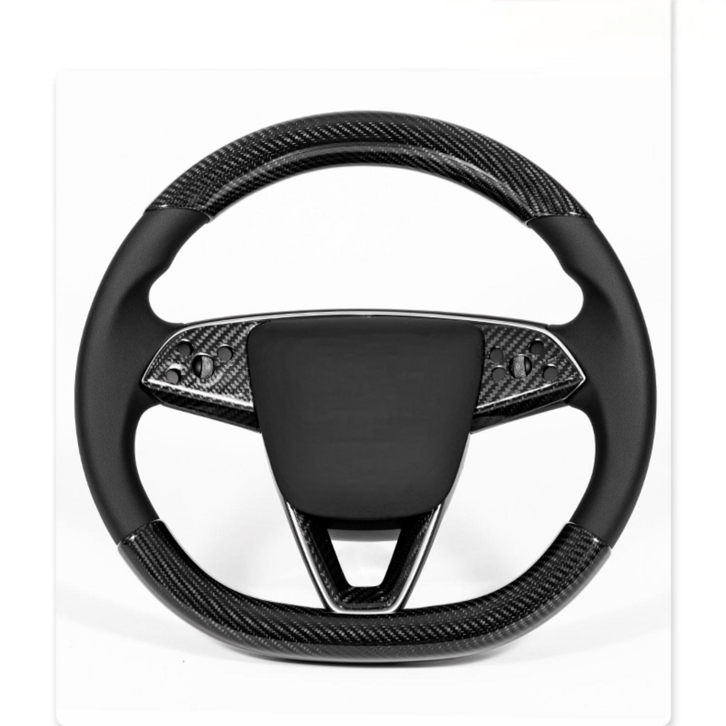 Steering Wheel Bezel Overlay Real Dry Carbon Fiber for New Model 3 & Model Y (3 Pieces)