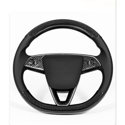 Steering Wheel Bezel Overlay Real Dry Carbon Fiber for New Model 3 & Model Y (3 Pieces)