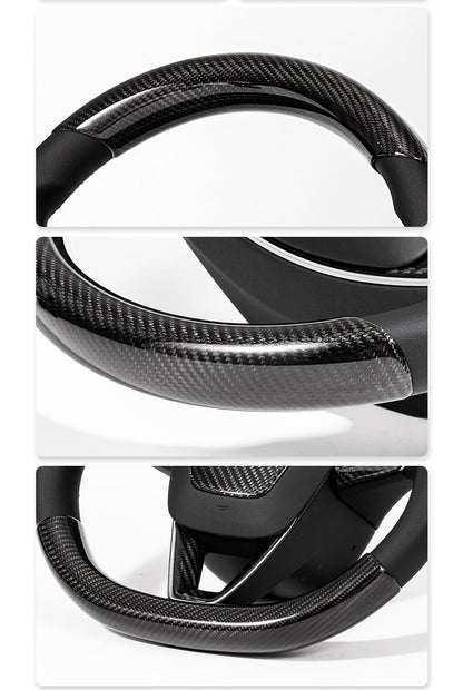 Steering Wheel Trim Covers for New Model Y & Model 3 Highland | Real Dry Carbon Fiber