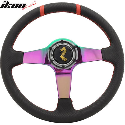 350MM Black CF Print Neo Spoke Sport Racing Steering Wheel  Logo