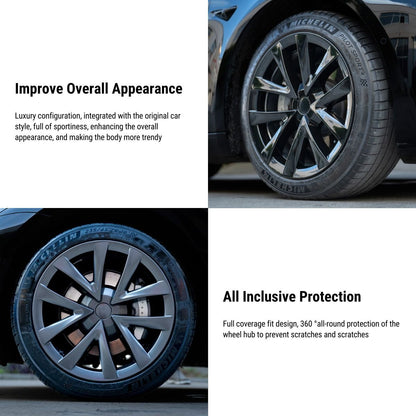 TESERY 18″ Wheel Caps S Plaid Style for Tesla Model 3 (4PCS)