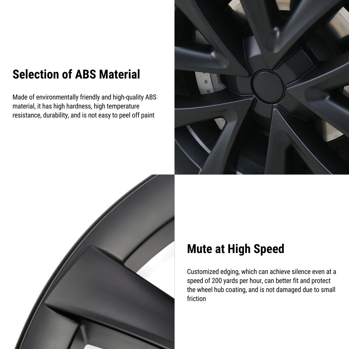 TESERY 18″ Wheel Caps S Plaid Style for Tesla Model 3 (4PCS)