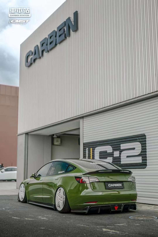 Real Carbon Fiber Rear Spoiler Ver.4 for Model 3 | 3 Finish Options | UV Protected