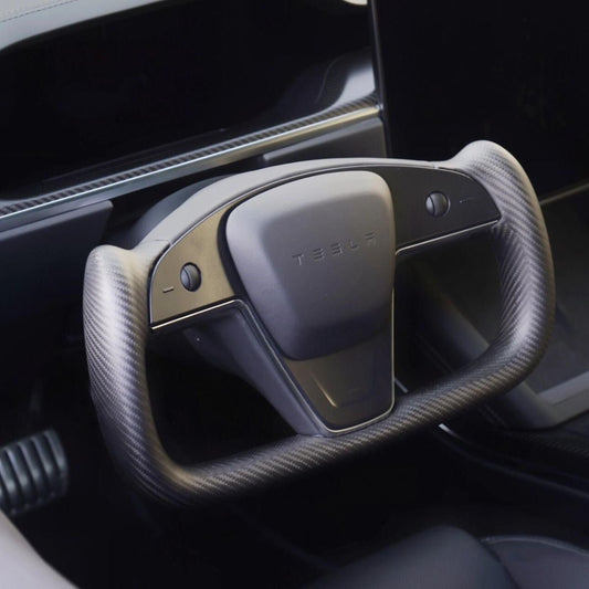 TESERY Touch Horn Carbon Fiber Yoke Plaid Steering Wheel Upgrade for Tesla Model S / X 2021-2023