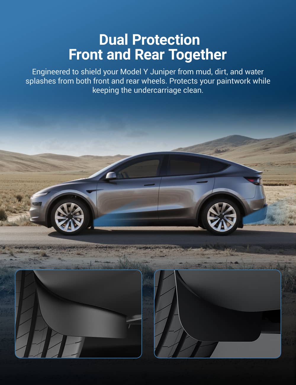 TESERY Hidden Mud Flaps for Model Y Juniper | Invisible Protection