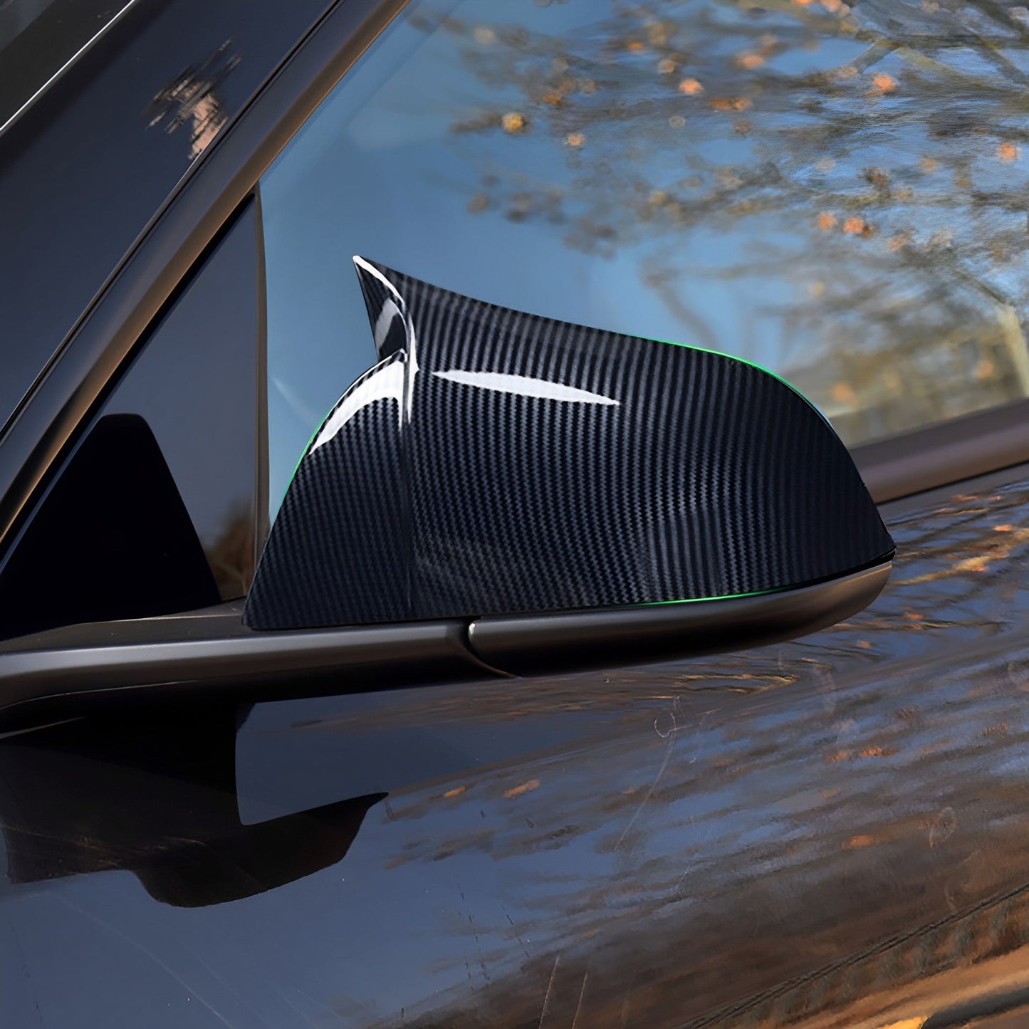 Dry Carbon Fiber Mirror Caps for Model S/X | Sporty Style | 2 Finishes | 4 Versions | Lightweight