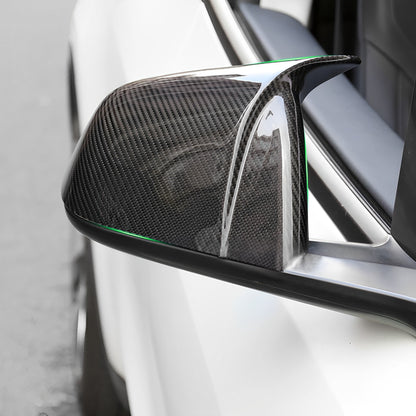 Dry Carbon Fiber Mirror Caps for Model S/X | Sporty Style | 2 Finishes | 4 Versions | Lightweight