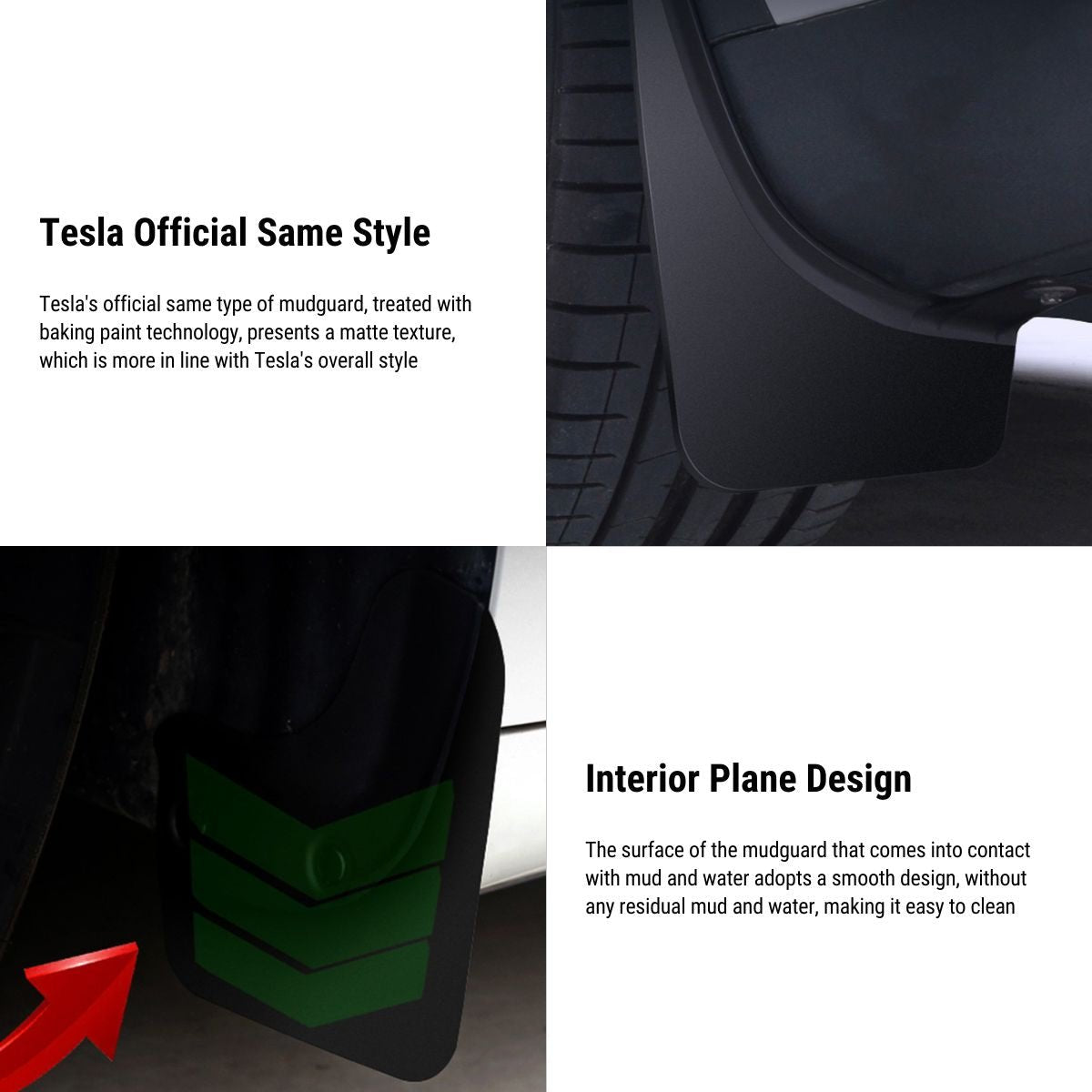 Upgraded OEM Mud Flaps for Model 3/Y | 4-Piece Kit | TPV Material | No-Drill Install