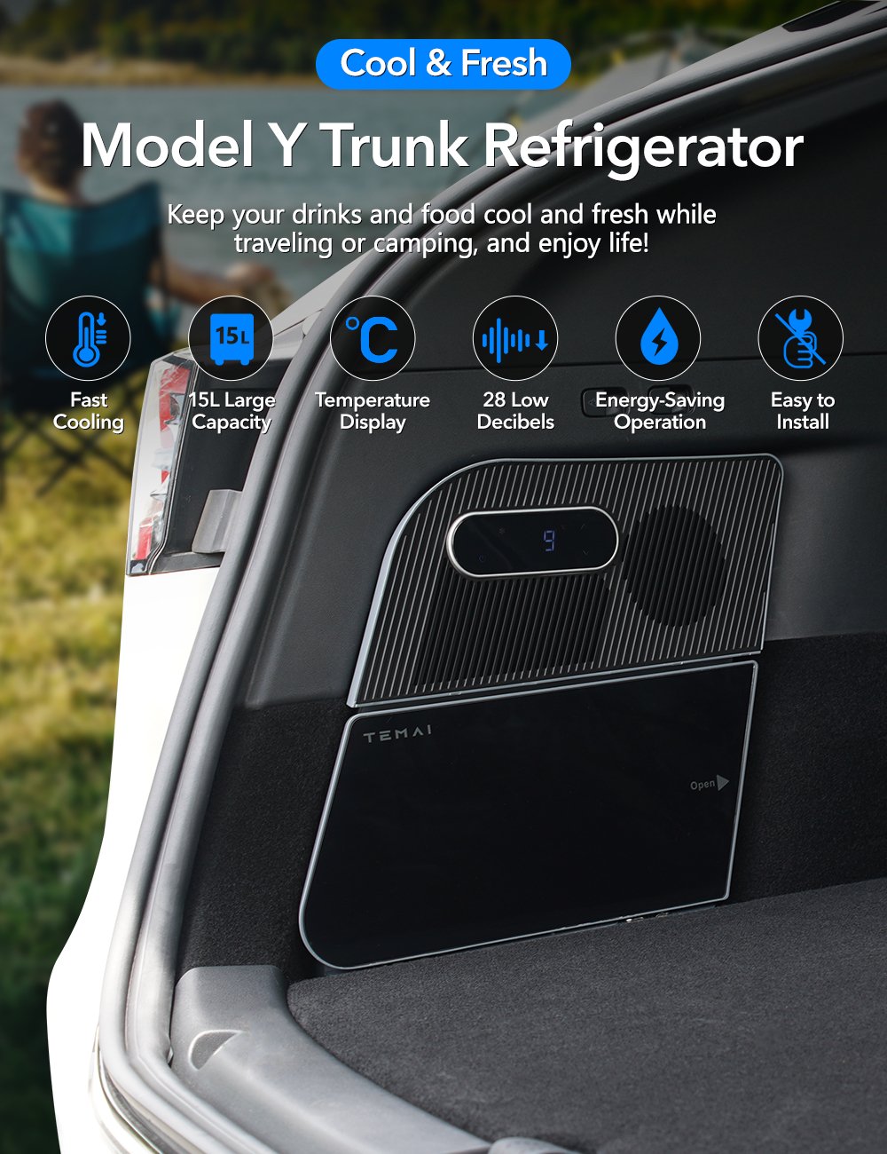 TESERY Rear Trunk On-Board Refrigerator for Model Y (5 Seaters)