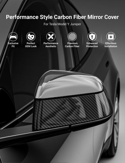 TESERY Side Mirror Cover for Model Y Juniper (OEM Style) - Dry Carbon Fiber Exterior Mods