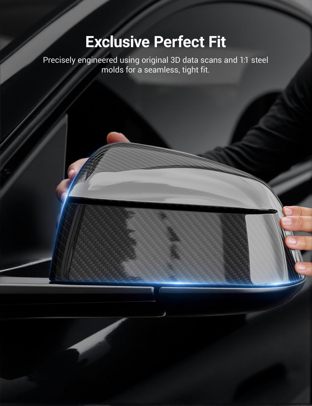 TESERY Side Mirror Cover for Model Y Juniper (OEM Style) - Dry Carbon Fiber Exterior Mods