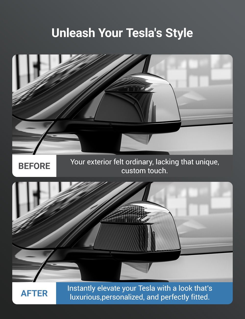 TESERY Side Mirror Cover for Model Y Juniper (OEM Style) - Dry Carbon Fiber Exterior Mods