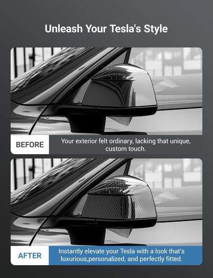 TESERY Side Mirror Cover for Model Y Juniper (OEM Style) - Dry Carbon Fiber Exterior Mods