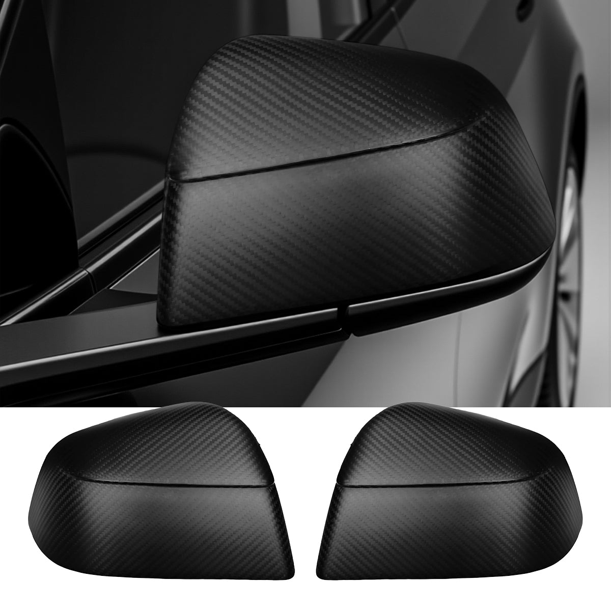 TESERY Side Mirror Cover for Model Y Juniper (OEM Style) - Dry Carbon Fiber Exterior Mods