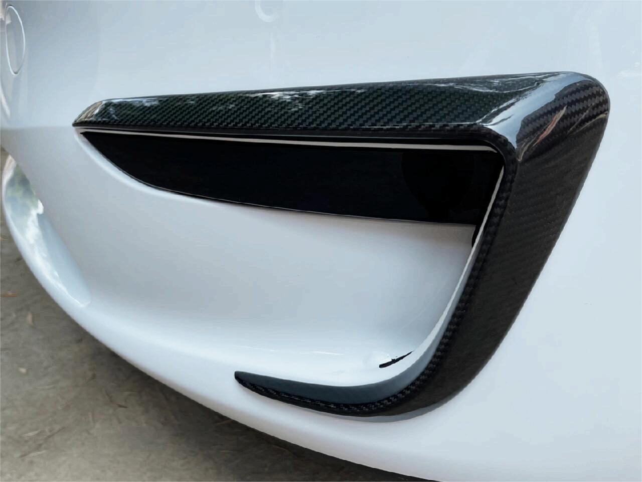 TESERY Tesla Model 3 Fog Light Trim - Carbon Fiber Exterior Mods