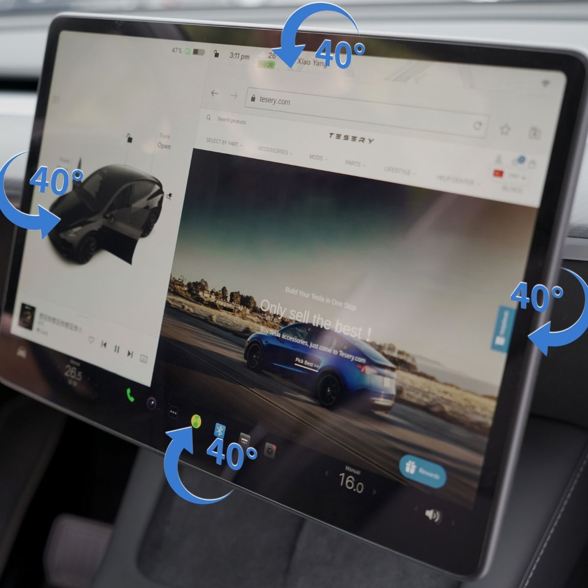 4 Way Adjustable Swivel Screen Mounting Kit For Model Y Juniper / Model 3 Highland - Upgrade Version | TESERY