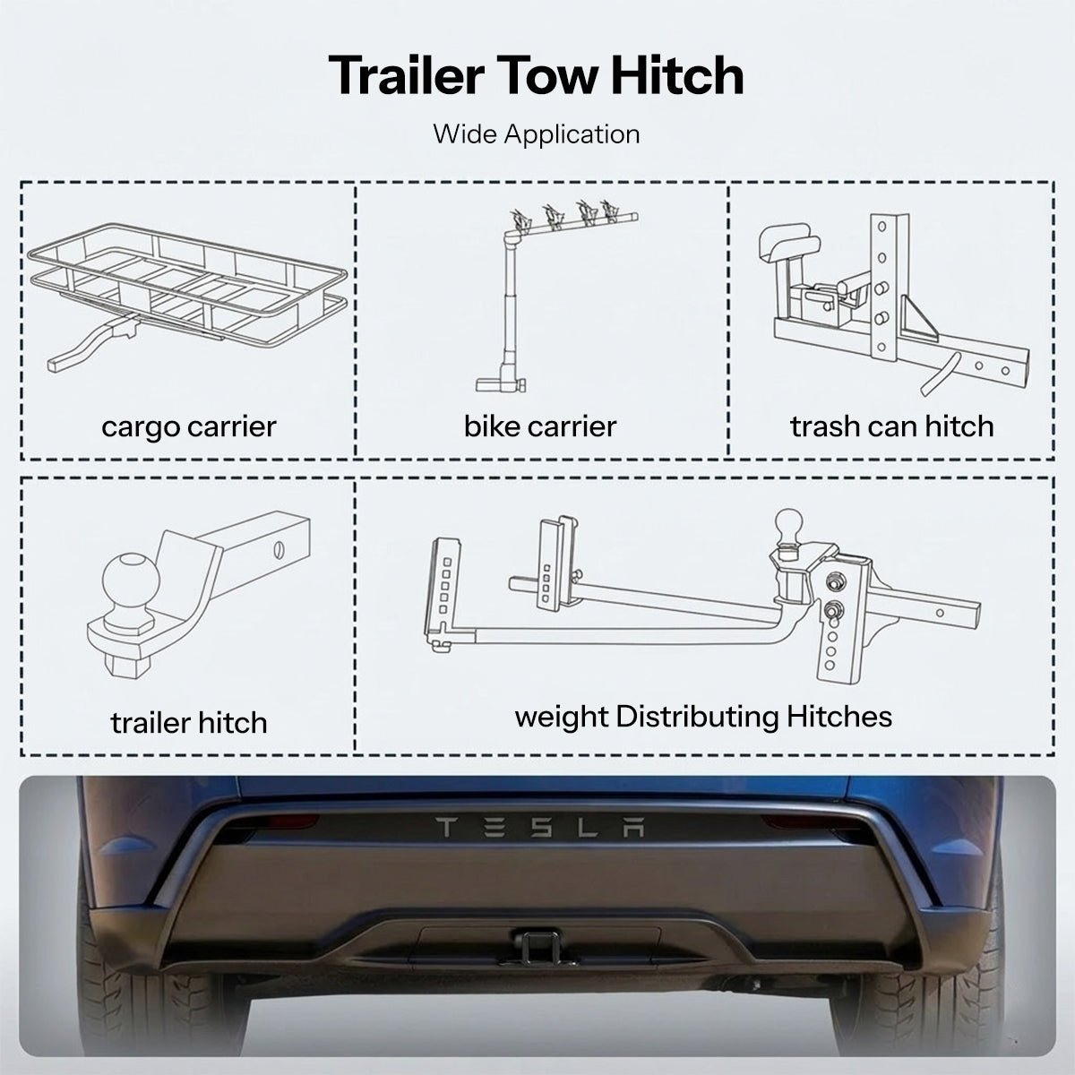TESERY Trailer Tow Hitch for Model Y | 6500 lbs Capacity | No-Drill Install