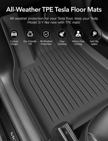 TESERY TPE All Weather Floor Mats for Tesla Model Y & Model 3