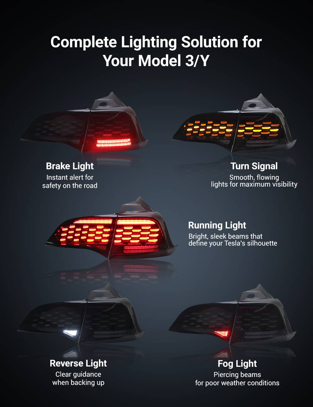 TESERY Upgraded Starlight LED Tail Light for Model 3/Y