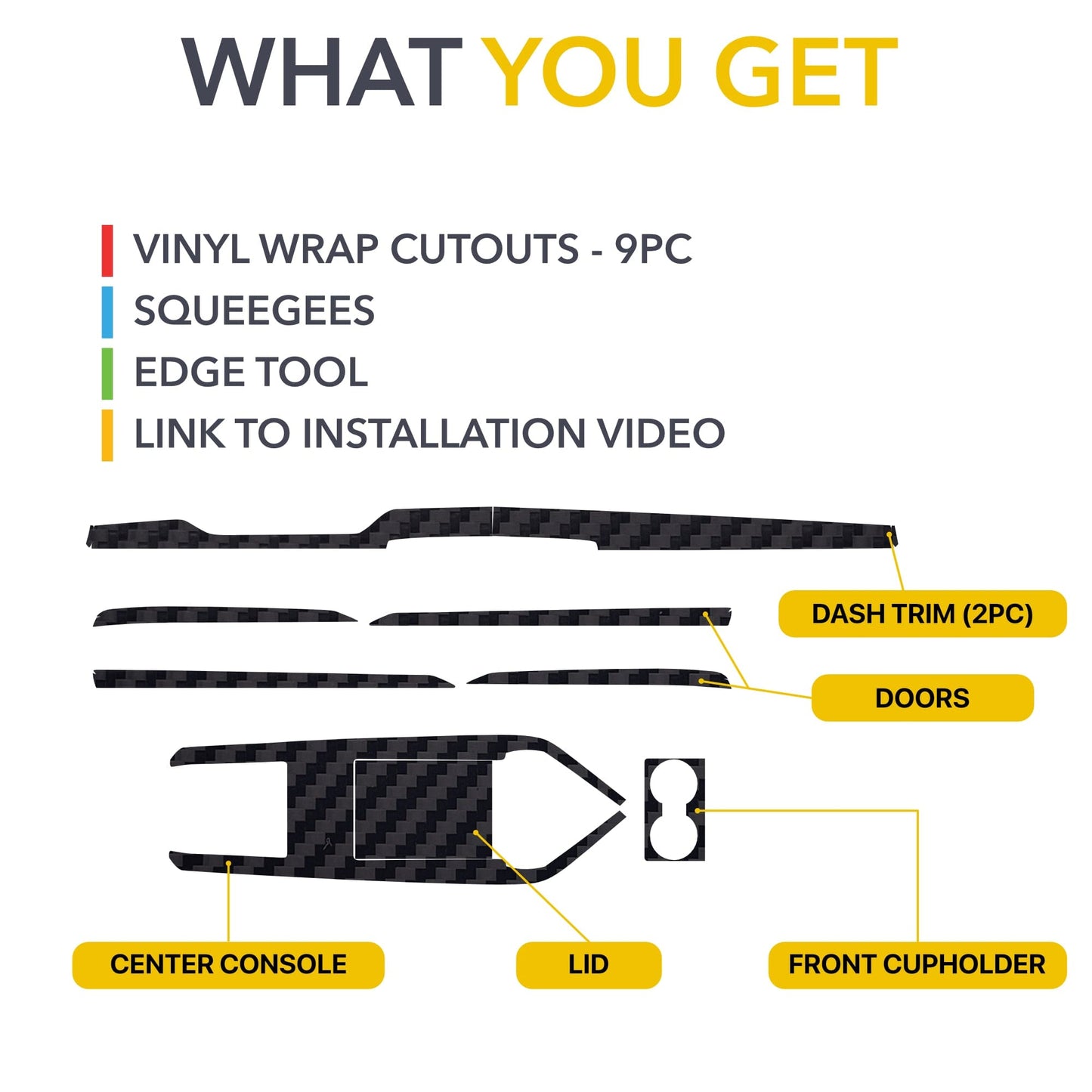 Interior Vinyl Wrap Kit | Tesla Model X 2021-2026 (Refresh)- Plaid Style Black Carbon Fiber