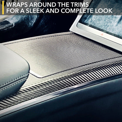 Interior Vinyl Wrap Kit | Tesla Model X 2021-2026 (Refresh)- Plaid Style Black Carbon Fiber