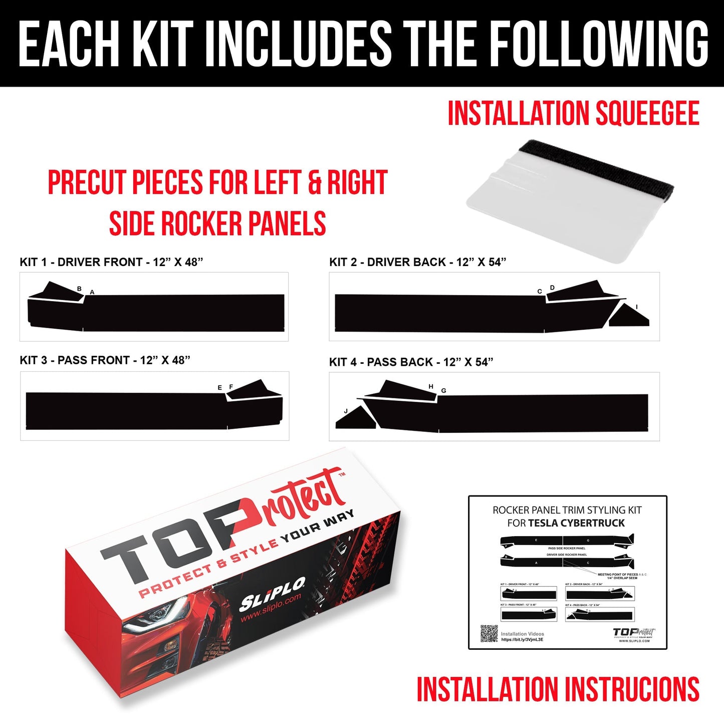 Tesla Cybertruck Rocker Panel Protection Armor Vinyl DIY Kit | TOProtect