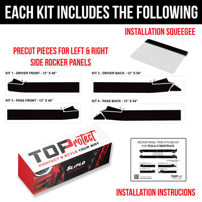 Tesla Cybertruck Rocker Panel Protection Armor Vinyl DIY Kit | TOProtect