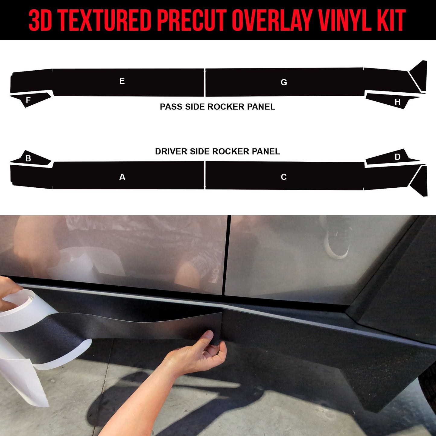 Tesla Cybertruck Rocker Panel Protection Armor Vinyl DIY Kit | TOProtect
