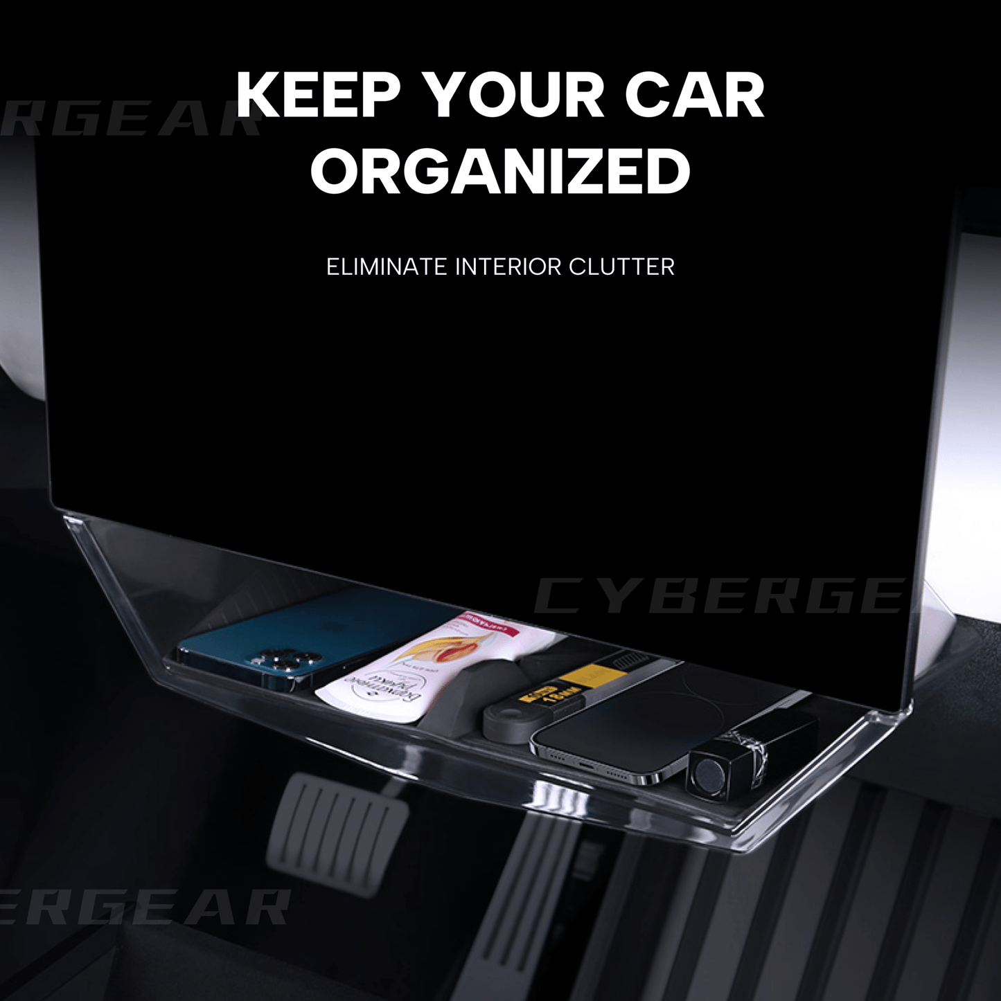 Tesla Cybertruck Under Screen Storage Organizer Upgrade Version