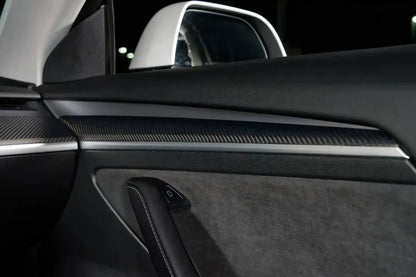 Tesla Model 3/Y Glossy Carbon Fiber Dashboard & Door Trim Set