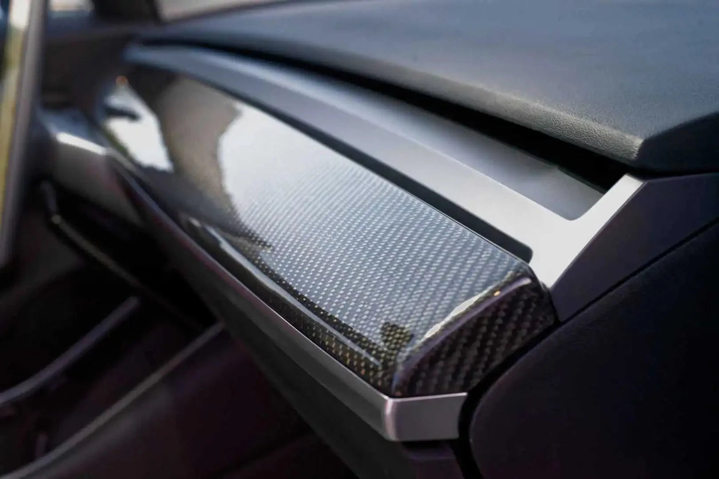 Tesla Model 3/Y Glossy Carbon Fiber Dashboard Replacement