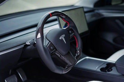Tesla Model 3/Y Glossy Carbon Fiber Steering Wheel Replacement