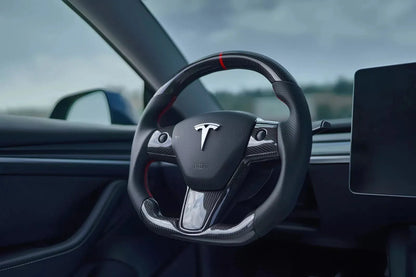 Tesla Model 3/Y Glossy Carbon Fiber Steering Wheel Replacement