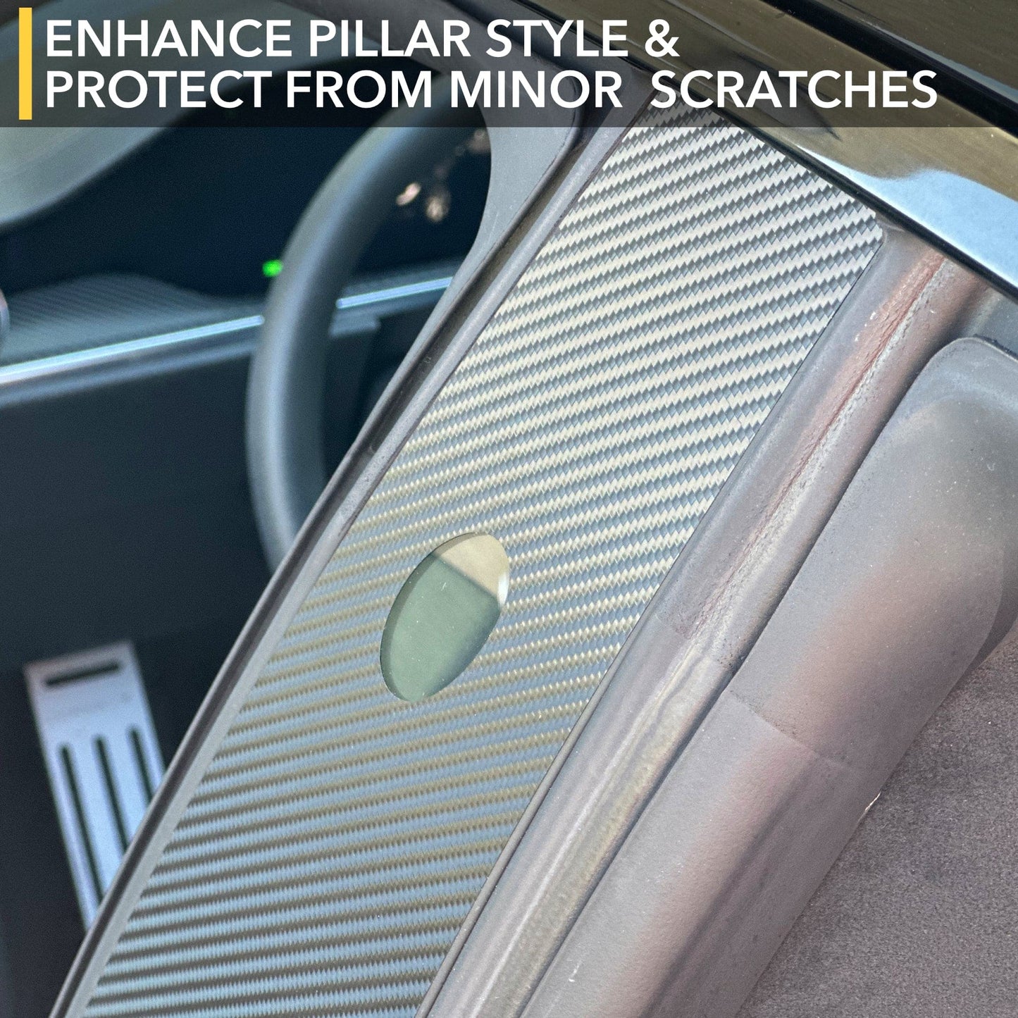 B Pillars Vinyl Wrap | Carbon Fiber Film Decal for Tesla Model S 2021-2026