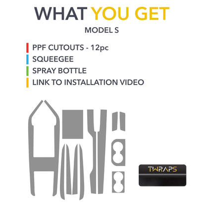 Interior PPF Kit | Paint Protection Film Wrap for All Carbon Fiber Trims Tesla Model S Plaid 2021-2026