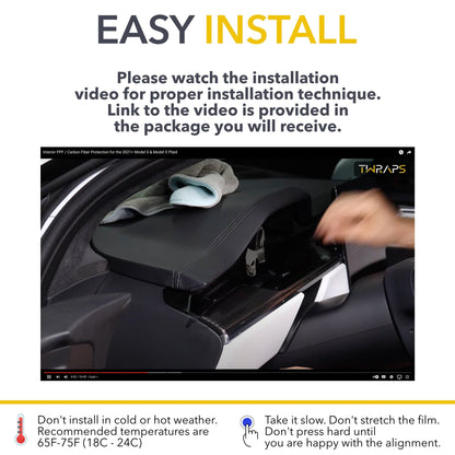 Interior PPF Kit | Paint Protection Film Wrap for All Carbon Fiber Trims Tesla Model S Plaid 2021-2026