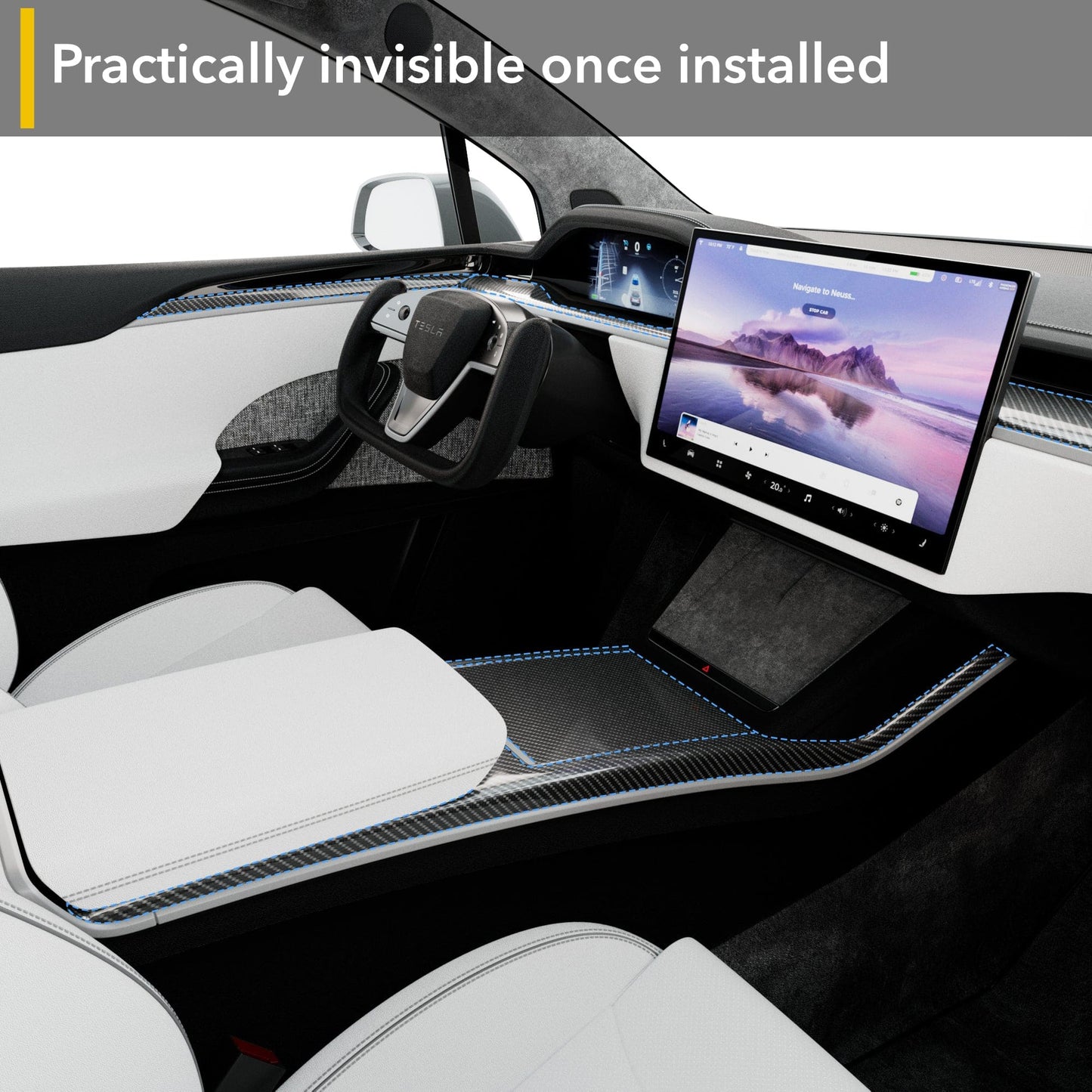 Interior PPF Kit | Paint Protection Film Wrap for All Carbon Fiber Trims Tesla Model S Plaid 2021-2026