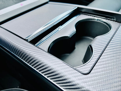 Interior Vinyl Wrap Kit | Plaid Style Black Carbon Fiber for Tesla Model S 2021-2026