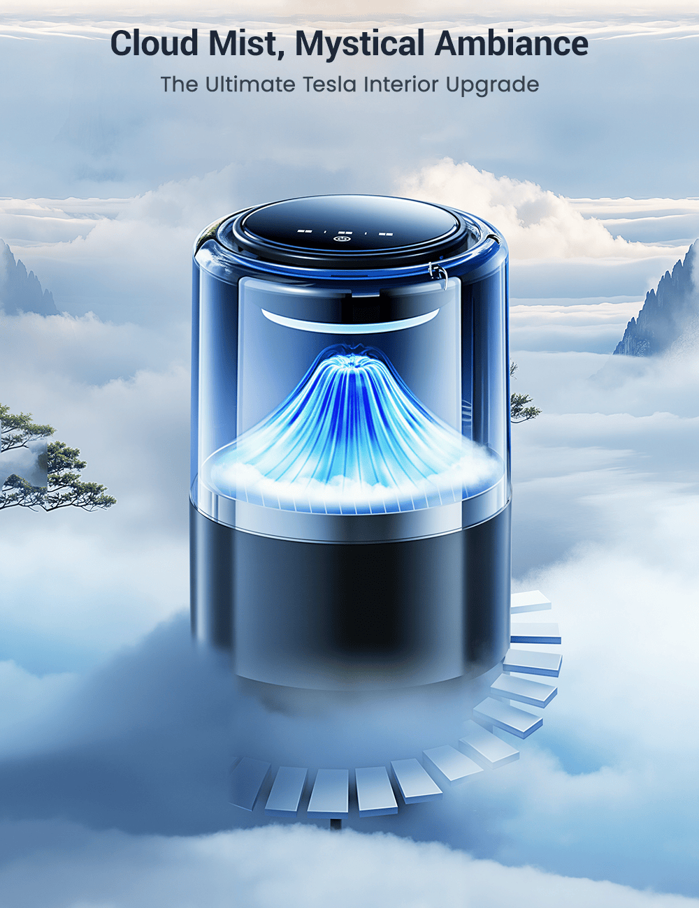 Tesla Model Y/3/S/X Cloud Mist Car Diffuser With Ambient Lighting