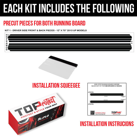 Mercedes G Wagon G500 G550 G63 Side Step Running Board Nerf Bar Chrome Delete Black Out Kit