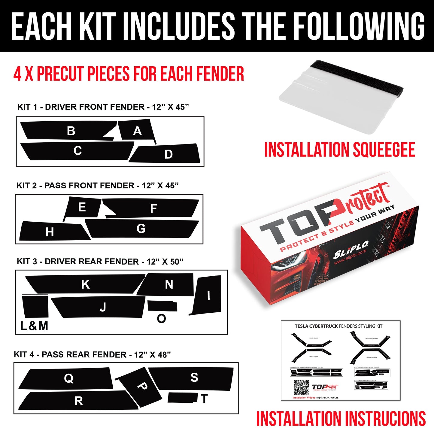 Cybertruck Fender Flares Protection Armor Vinyl DIY Kit | TOProtect