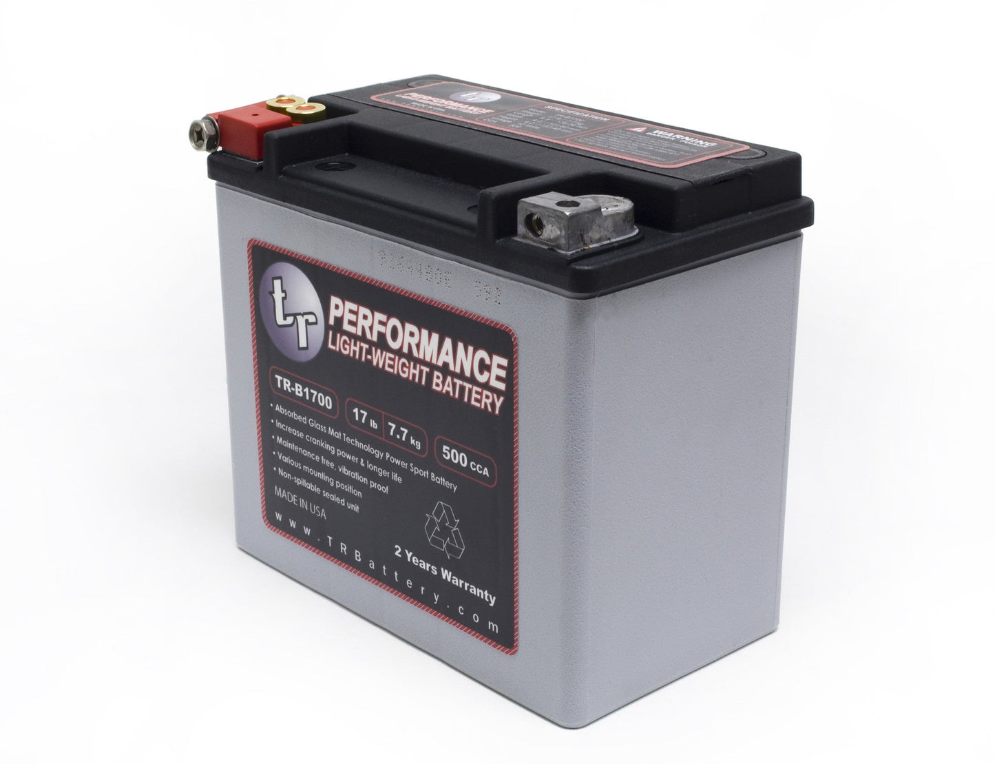 TR-B1700 17LBS AGM Lightweight Battery Street Use Race Use Track Use Universal Fit with Battery Tender (Optional)